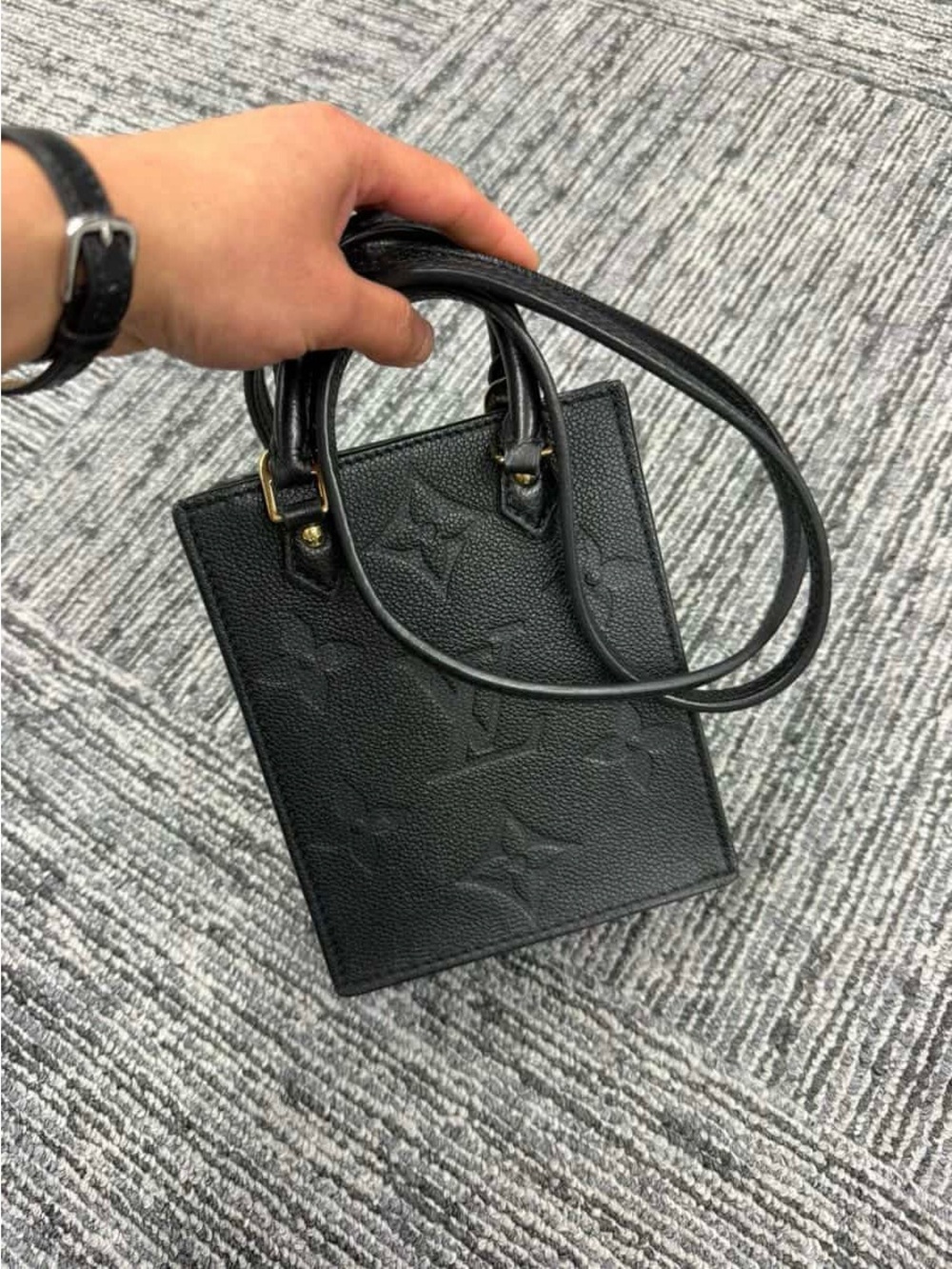 Louis Vuitton black monogram empreinte petit sac plat - Picture 2 of 4